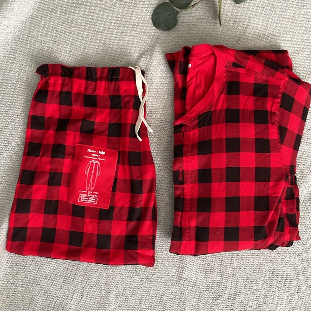EUC Adult Hatley Onepiece Union Plaid Suit *family matching